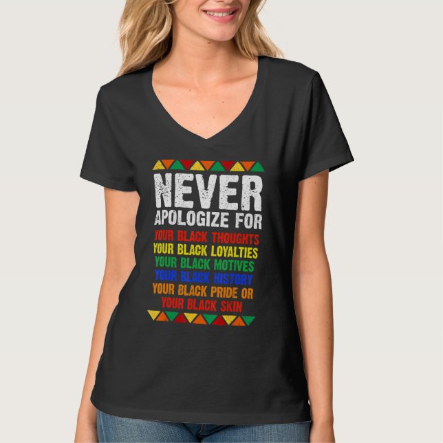 Camiseta Never Apologize Your Blackness African Black Histo (Frente)