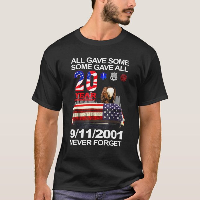 Camiseta Never Forget 9 11 2001 20th Anniversary Firefighte (Frente)