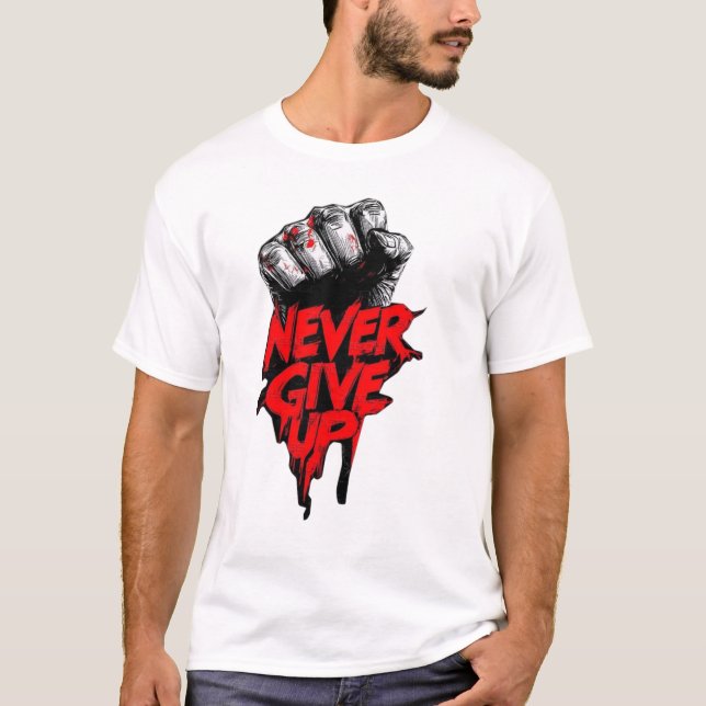 Camiseta "NEVER GIVE UP" Gym T-Shirts for Men Online (Frente)