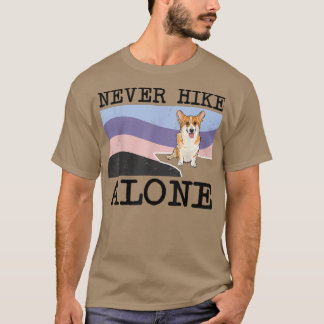 Camiseta Never Hike Alone Pembroke Welsh Corgi Dog Hiking 