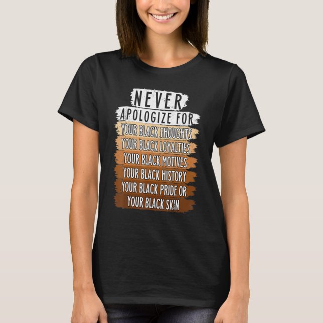 Camiseta Never Retro Apologize BLM Black History Month Mela (Frente)