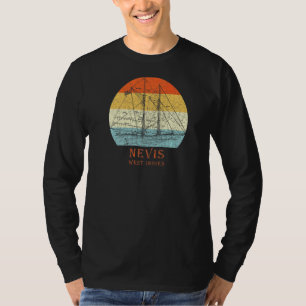 Camiseta Nevis West Indies Vintage Blueprint Sailboat Vacat