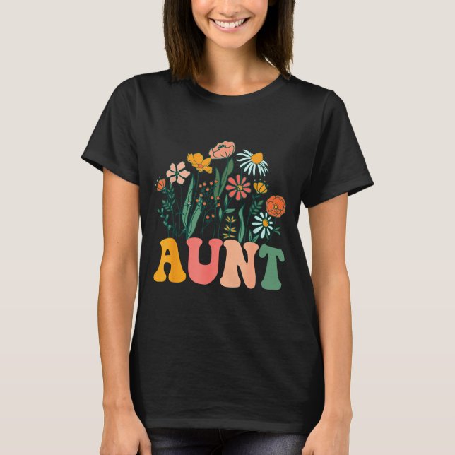 Camiseta New Aunt Wildflower First Birthday &amp; Baby Show (Frente)