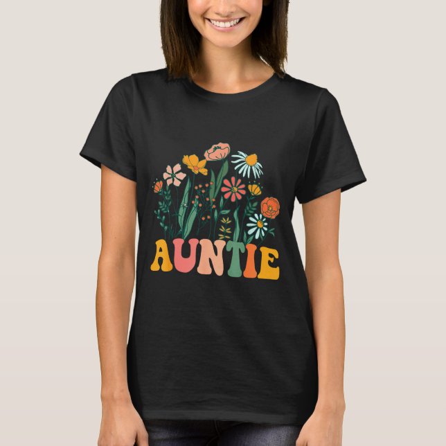 Camiseta New Auntie Wildflower First Birthday &amp; Baby Sh (Frente)