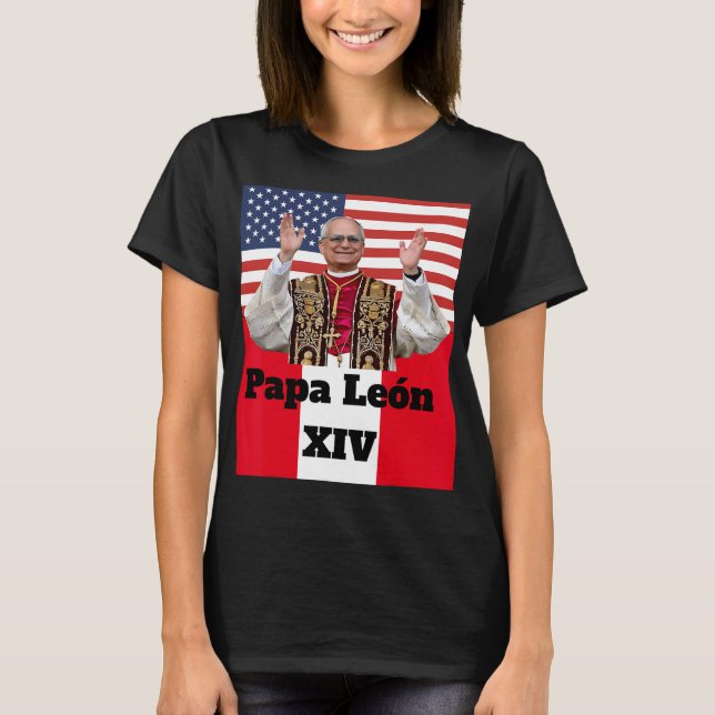 Camiseta New Catholic Pe Leo Xiv Papa León Peru U.s.a. Conn (Frente)