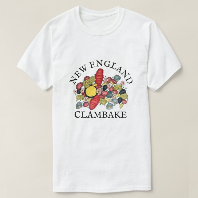 Camiseta New England Clams Lobster Clambake Seafood Janto (Frente do Design)