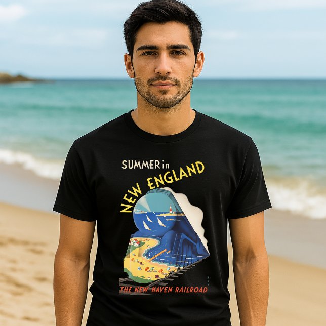 Camiseta New England Vintage Art Deco Railroad (Criador carregado)
