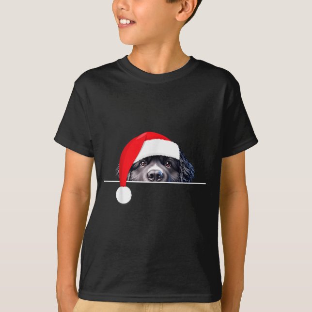 Camiseta New Foundland Dog Lover Funny Santa Hat Christmas  (Frente)