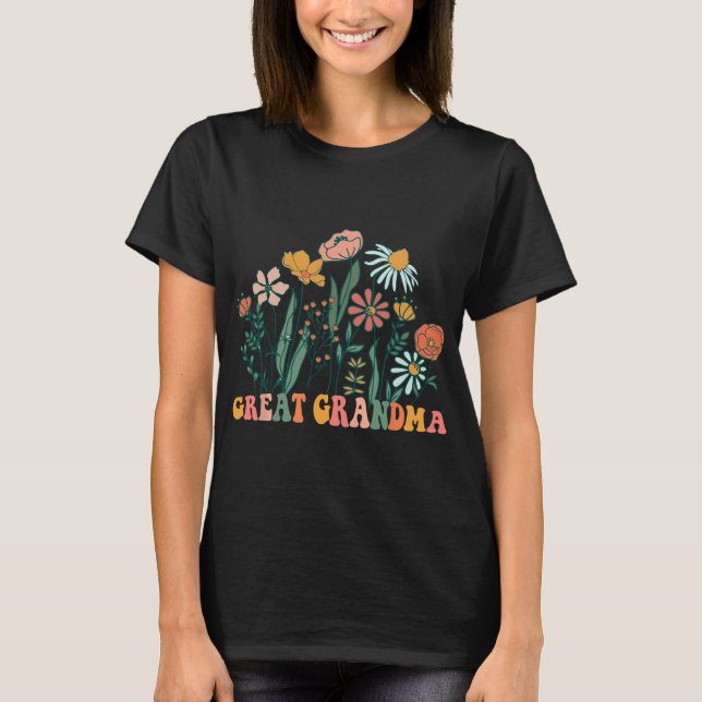 Camiseta New Great Grandma Wildflower First Birthday &amp;  (Frente)