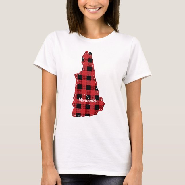 Camiseta New Hampshire Hometown State Xadrez Natal (Frente)