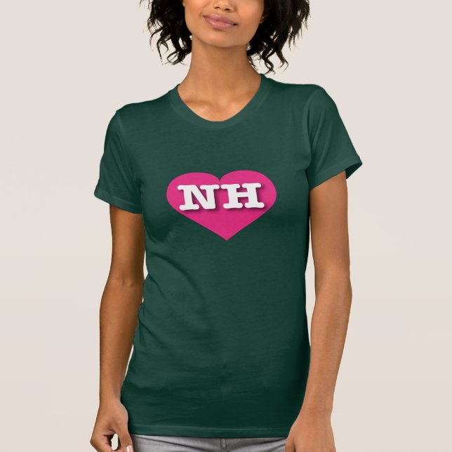 Camiseta New Hampshire Hot Pink Heart - Eu amo NH (Frente)