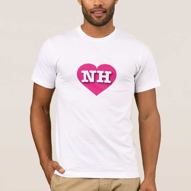 Camiseta New Hampshire Hot Pink Heart - Eu amo NH (Frente)