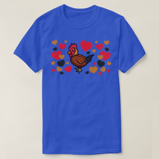 Camiseta New Hampshire Red Chicken With Hearts  (Frente do Design)