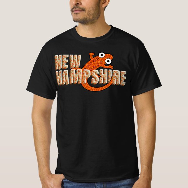 Camiseta New Hampshire State Symbol Red Spotted Newt Dark (Frente)