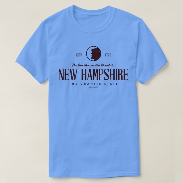 Camiseta New Hampshire The Old Man of Mountain Brown (Frente do Design)