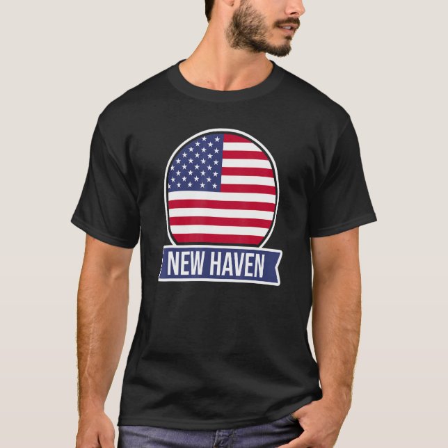 Camiseta NEW HAVEN USA nome de local americano nome de pavi (Frente)