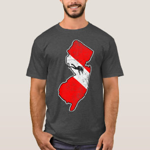 Camiseta New Jersey Dive Flag Scuba Divisão Estado Mapa Div