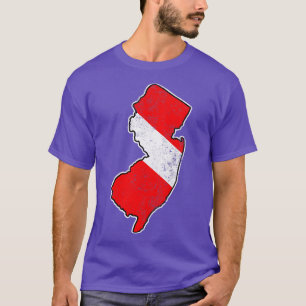 Camiseta New Jersey Dive Flag Scuba Divisão Estado Mapa Div