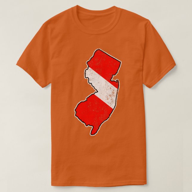 Camiseta New Jersey Dive Flag Scuba Divisão Estado Mapa Div (Frente do Design)