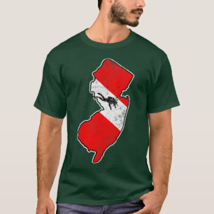 Camiseta New Jersey Dive Flag Scuba Divisão Estado Mapa Div