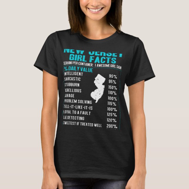 Camiseta New Jersey Girl Facts Funny Birthday Gift Born In  (Frente)