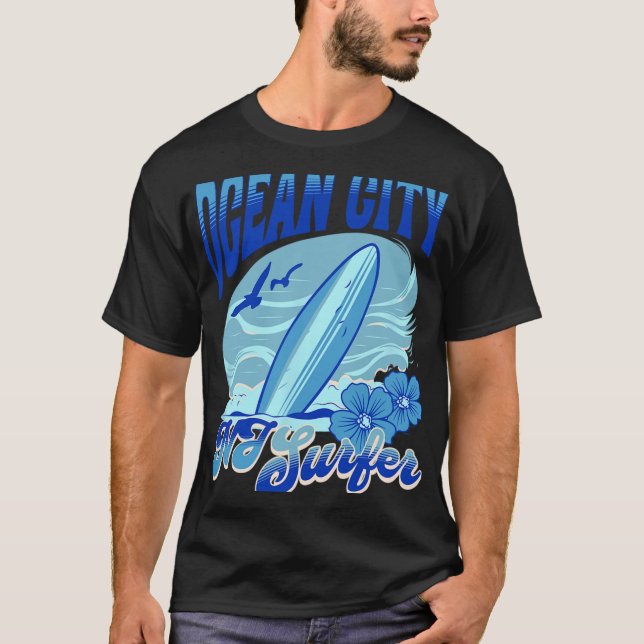 Camiseta New Jersey Surfer Ocean City Nj Surfing Beach Sand (Frente)