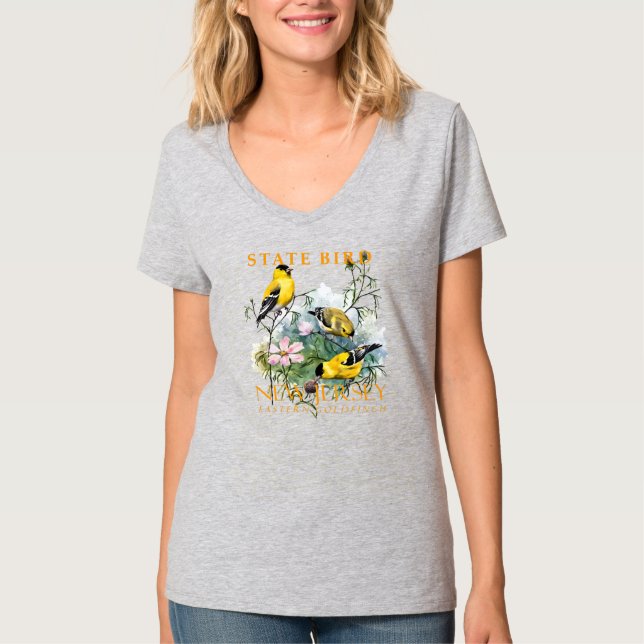 Camiseta New Jersey Territory Bird O Goldfinch Oriental (Frente)
