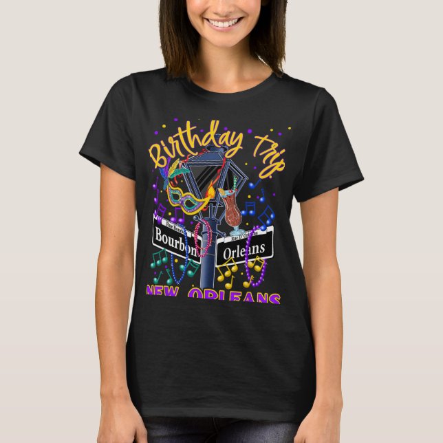Camiseta New Orleans Birthday Trip French Quarter Girls Tri (Frente)