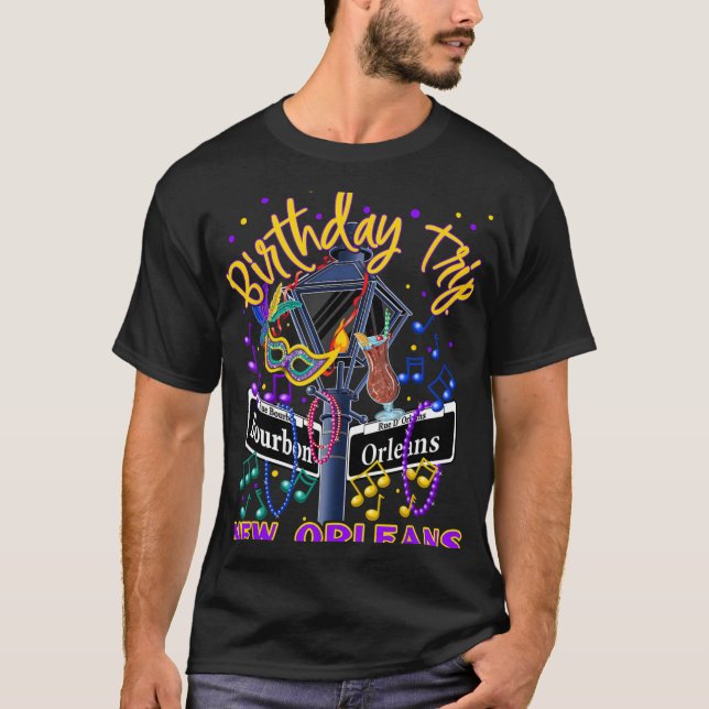 Camiseta New Orleans Birthday Trip French Quarter Girls Tri (Frente)