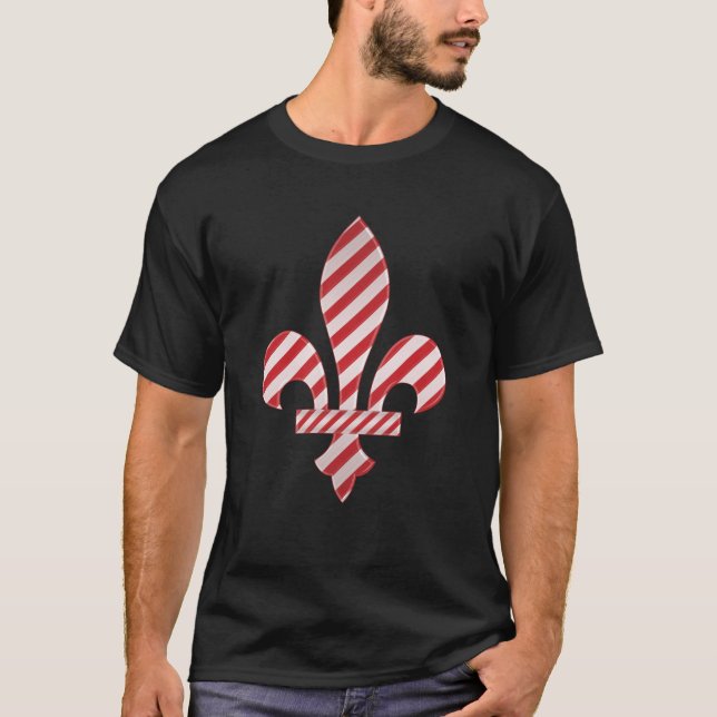 Camiseta New Orleans Candy Cane Striped Fleur de lis Sweats (Frente)
