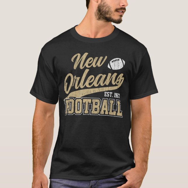 Camiseta New Orleans Distressed Footballeam Fan Sports retr (Frente)