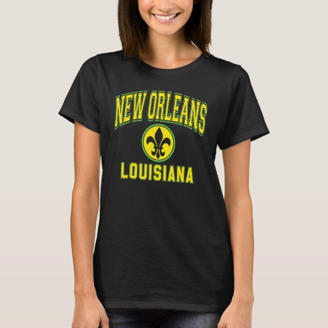 Camiseta New Orleans Fleur de Lis Varsity Style Mardi Gras  (Frente)