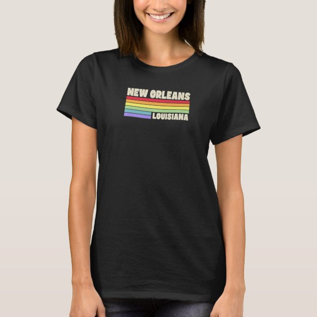 Camiseta New Orleans Louisiana Pride Rainbow Flag Orgulho g (Frente)
