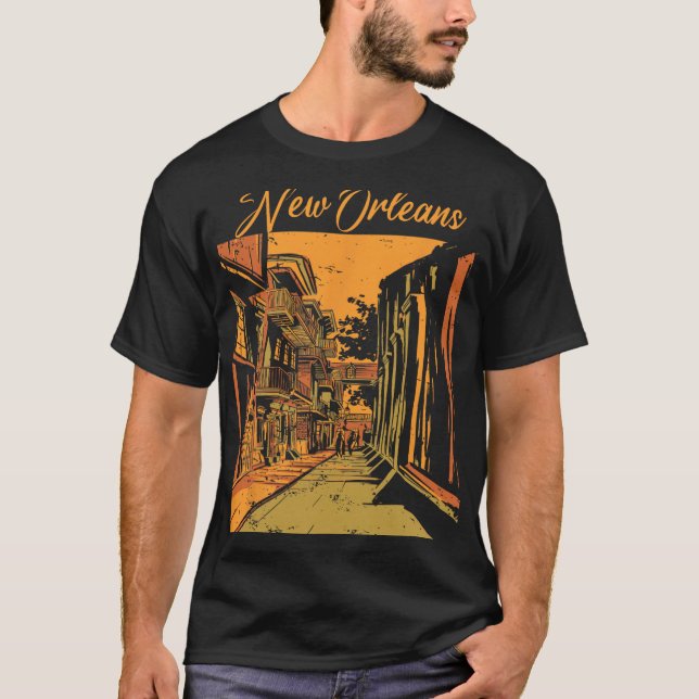Camiseta New Orleans Louisiana Souvenir Bourbon Street  (Frente)