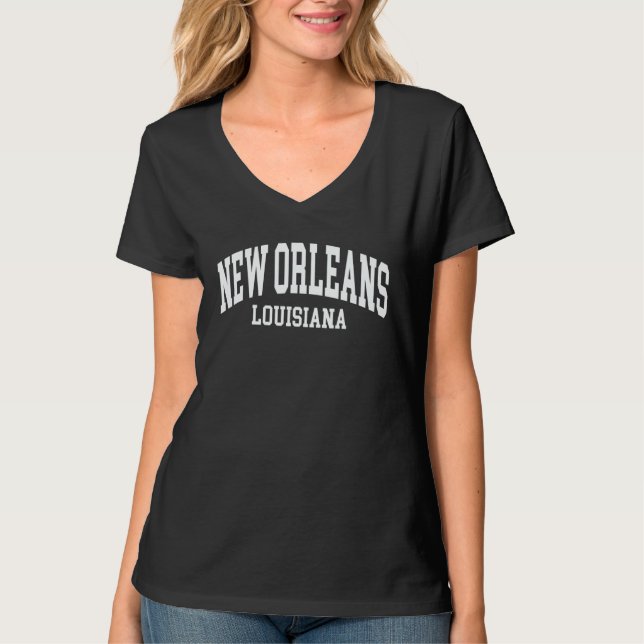 Camiseta New Orleans Louisiana US College Font Proud Americ (Frente)