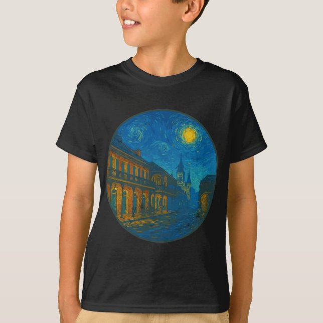 Camiseta New Orleans Louisiana - Van Gogh Starry Night Styl (Frente)