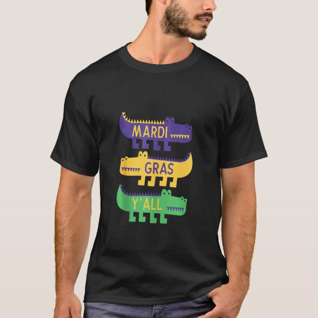 Camiseta New Orleans Mardi Gras Yall Festival Costume Kids (Frente)