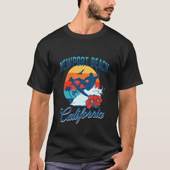 Camiseta New Port Beach California Surf Summer Vacint (Frente)