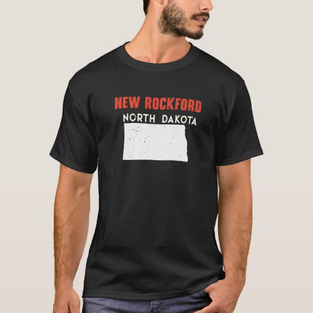 Camiseta New Rockford North Dakota EUA State America Viagem (Frente)