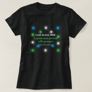 Camiseta New Year 2026 Blessings Festive Lights Black