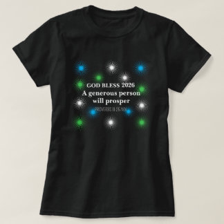 Camiseta New Year 2026 Blessings Festive Lights Black