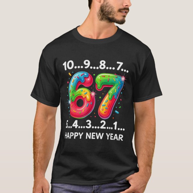 Camiseta New Year 67 Candy Countdown Funny Happy New Year 2 (Frente)