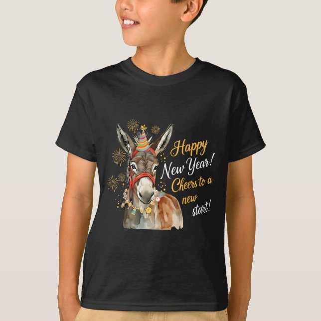 Camiseta New Year Farm Animal Farmgirl Happy New Year  (Frente)