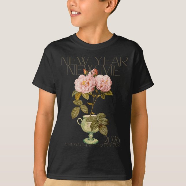 Camiseta New Year New Me 2026 Floral Aesthetic A New Chapte (Frente)