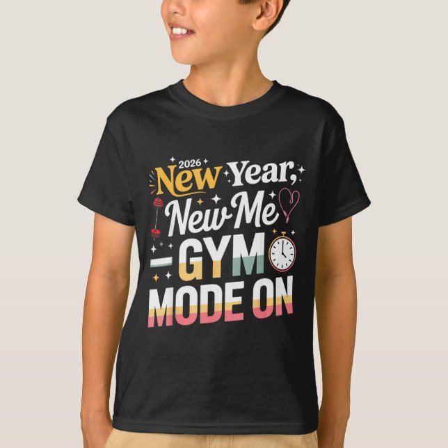 Camiseta New Year New Me 2026 Funny Fitness Workout Gym Mod (Frente)