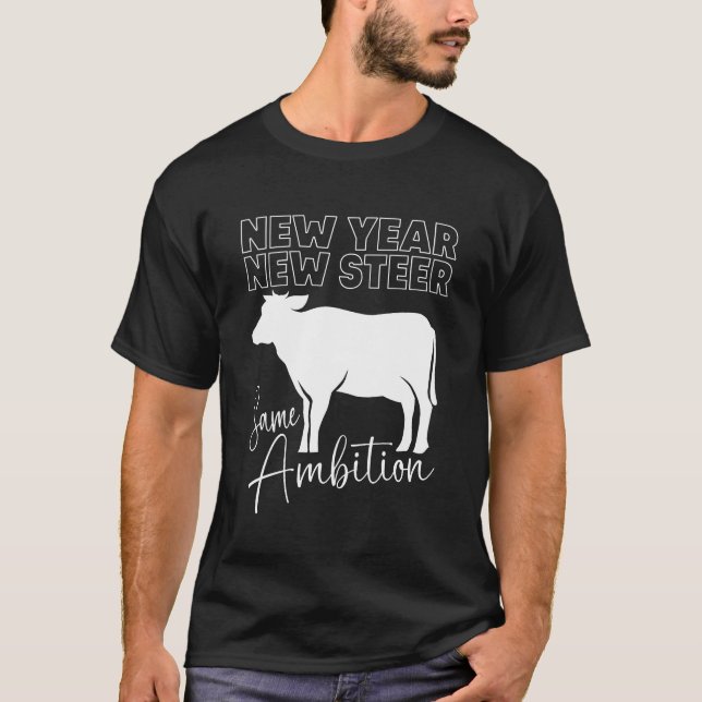 Camiseta New Year New Steer Funny Livestock Show family (Frente)