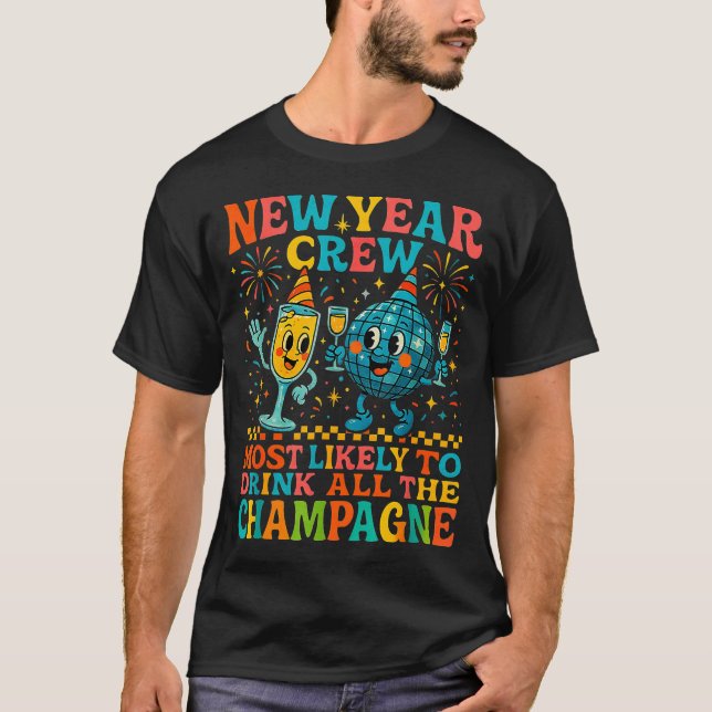 Camiseta New Year’s Social Club 2026 Elegant Champagne Art  (Frente)