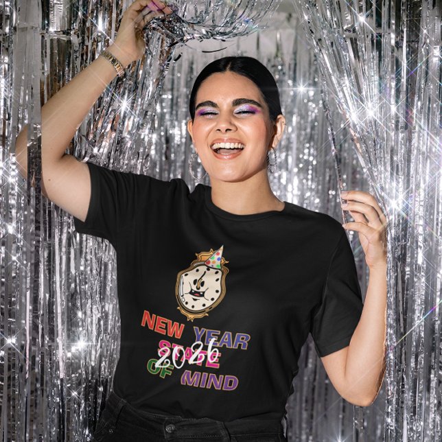 Camiseta New Year State of Mind 2026 Gold Trim Clock (Criador carregado)