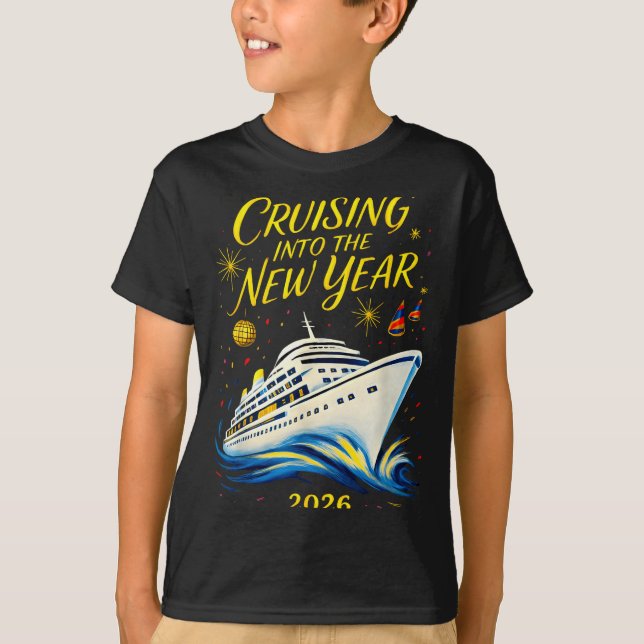 Camiseta New Year's Eve Cruise 2026 Cruising Into The New Y (Frente)