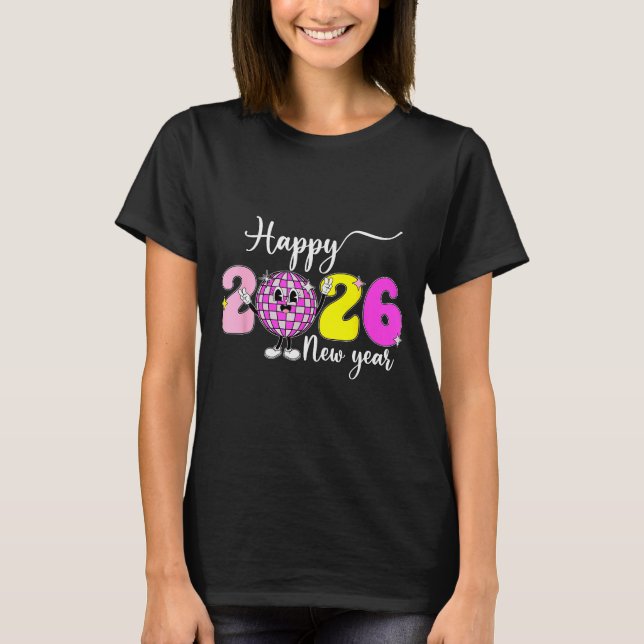 Camiseta New Year's Eve Hello 2026 Happy New Year 2026 Disc (Frente)